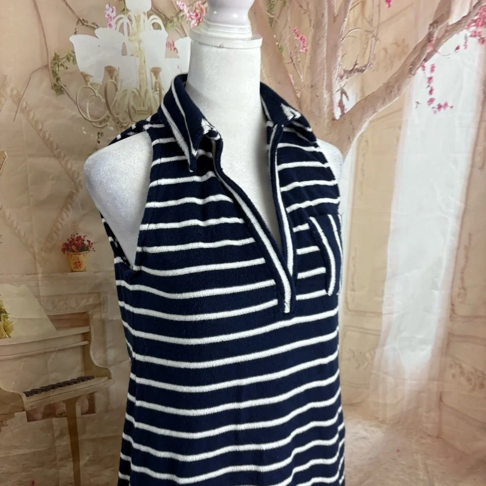 NEW Vineyard Vines Terry Towel Women's Navy Striped Dress - Picture 6 of 11